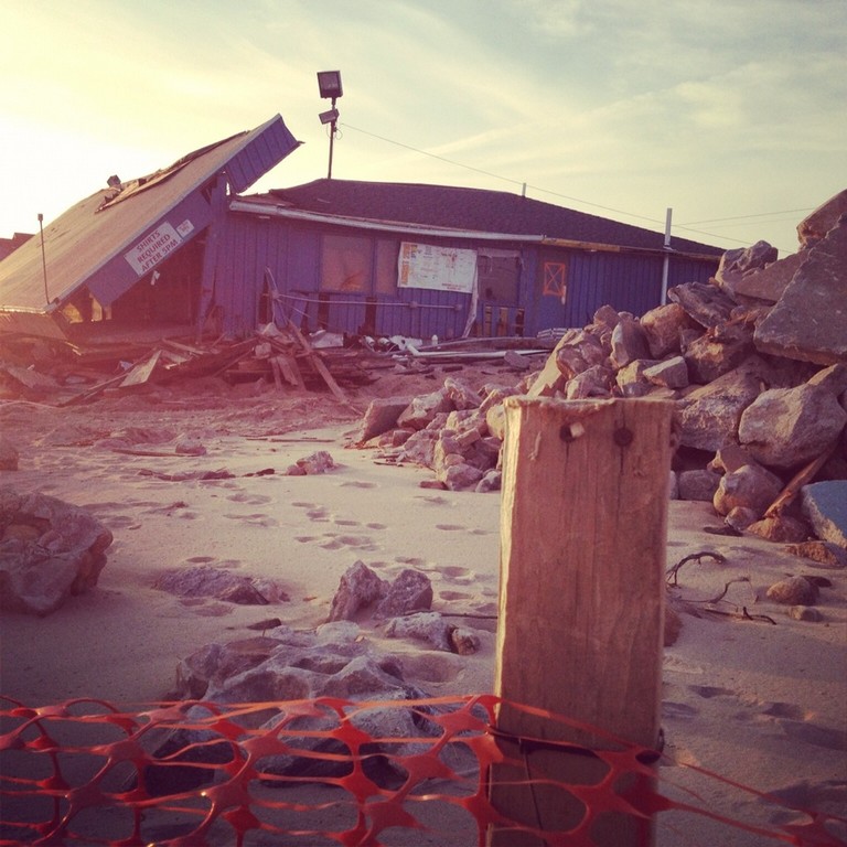 Post-Sandy destruction at Misquamicut Beach in Westerly