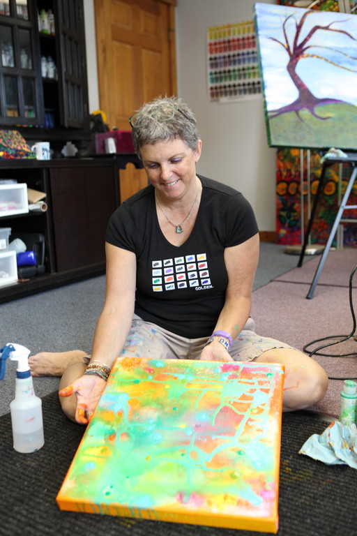 Kim Ellery at work on one of her three dimensional pieces