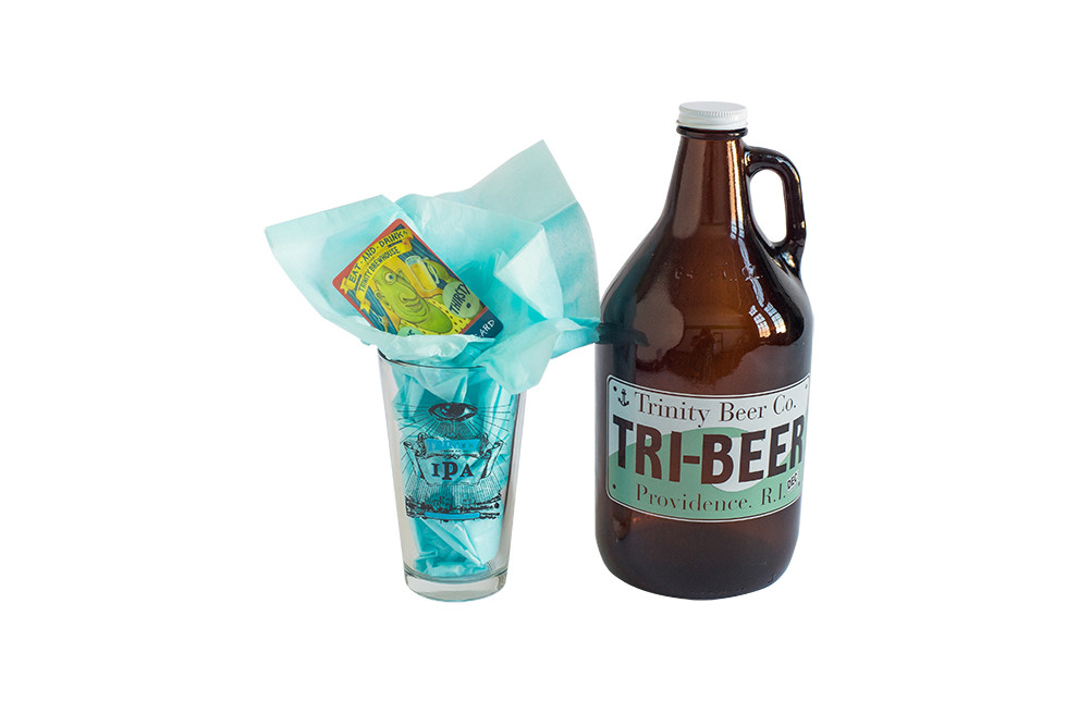 Beer Lover’s
Gift Set – A growler of fresh Trinity beer, a logo pint glass, and a gift card; $15 (plus gift card denomination) at Trinity Brewhouse
Trinity Brewhouse has been serving up pints of its award-winning beer with tasty pub-inspired entrees for 20 years right in the heart of downtown Providence.
Trinity Brewhouse 186 Fountain Street, Providence 401-453-2337 trinitybrewhouse.com