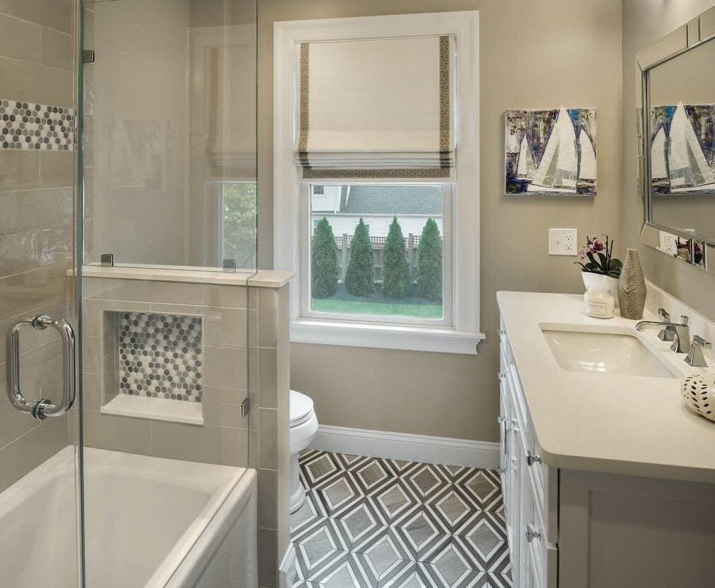 Kim's recent design projects include this bathroom in East Greenwich