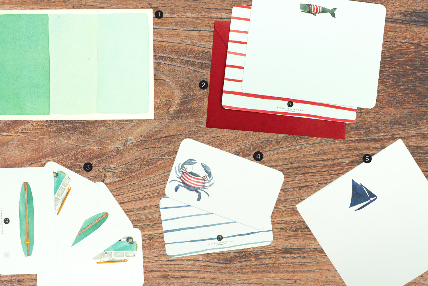 1. Marine Layers Notepad, $17 | 
2. Whale Social Notes, $14 | 
3. Surf Bus Little Notes, $14 | 
4. Crabby Little Notes, $14 | 
5. Sailboat Notepad, $17