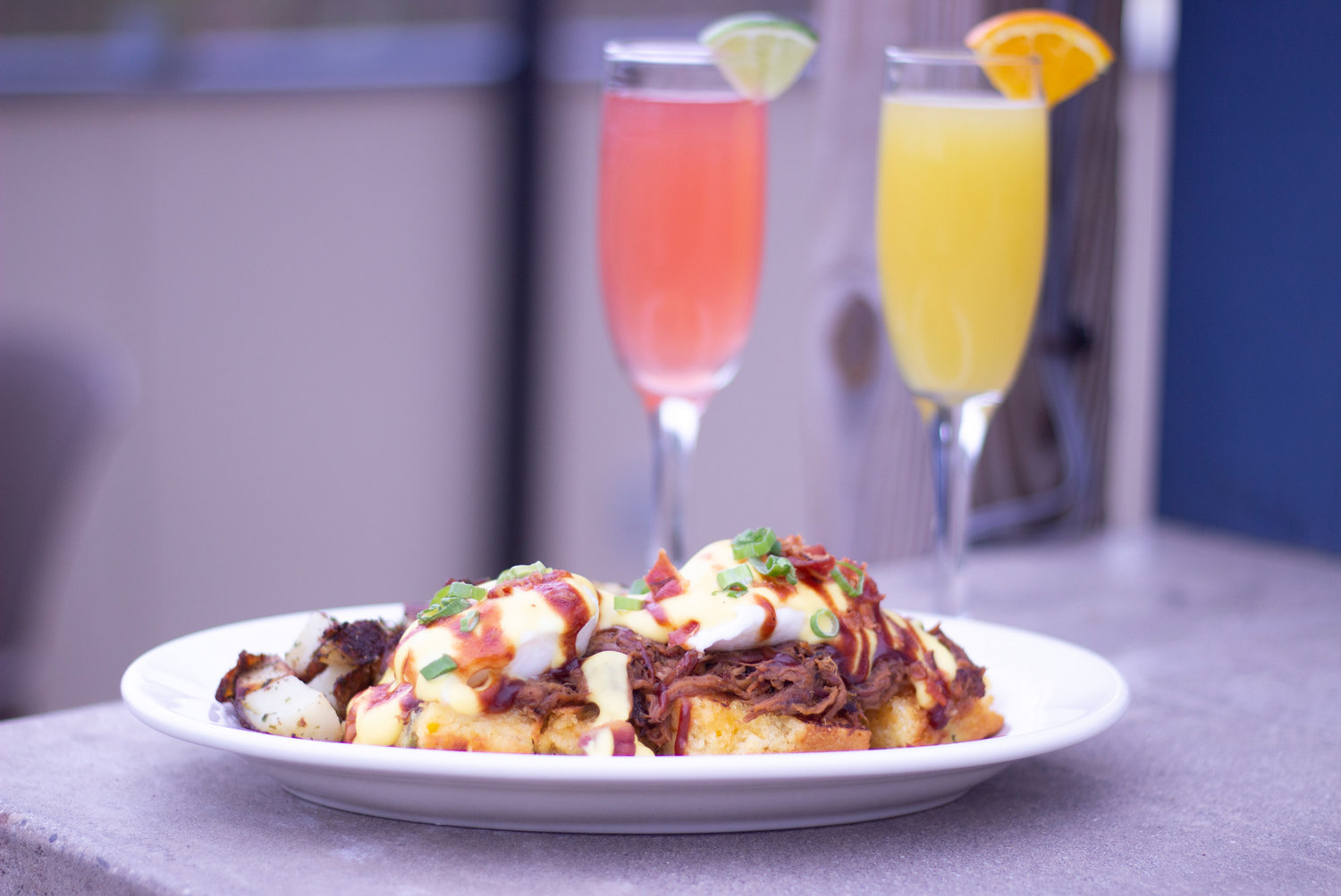 Mimosas and a Pulled Pork Benny
