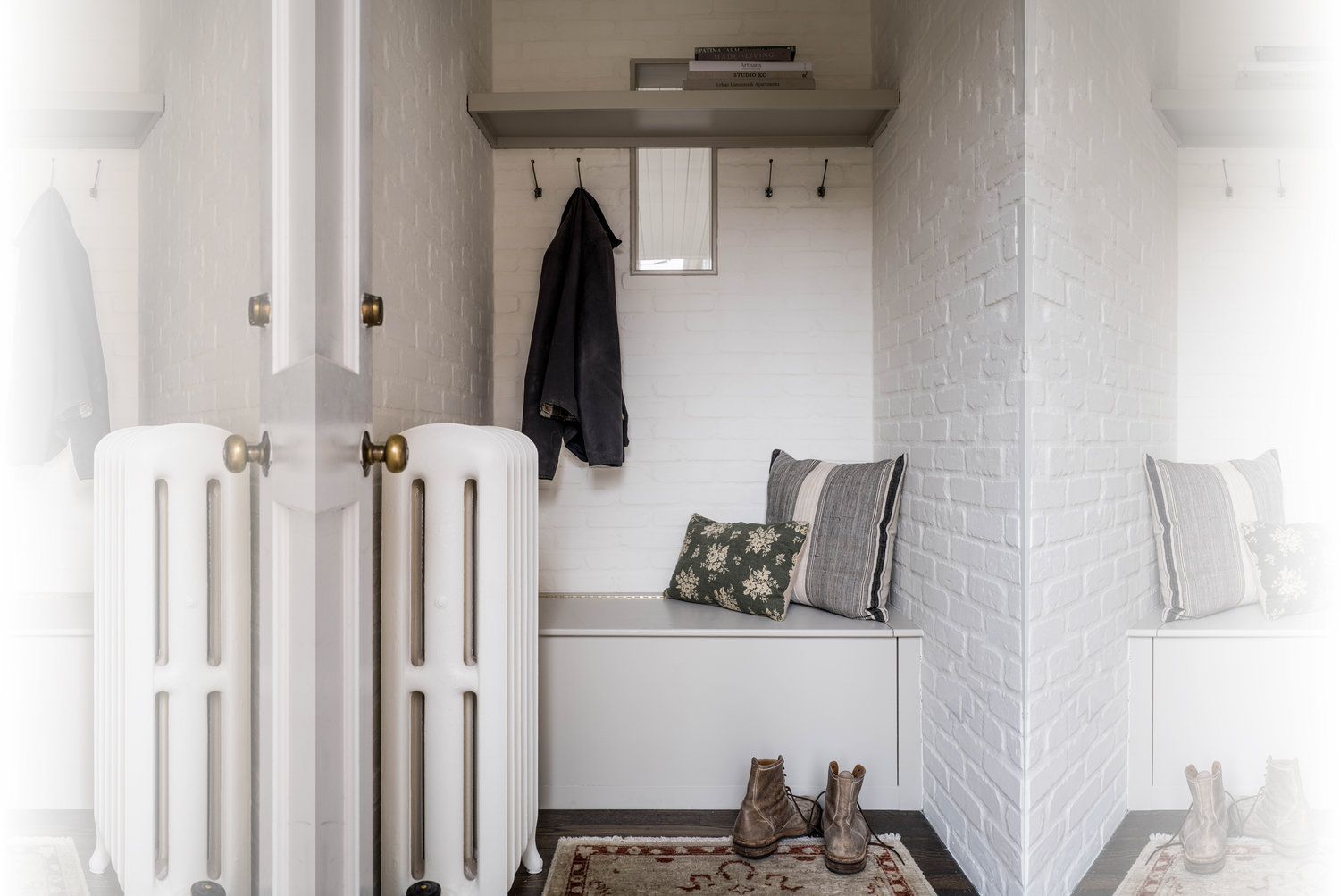 Textiles bring warmth and comfort to the snug mud room
