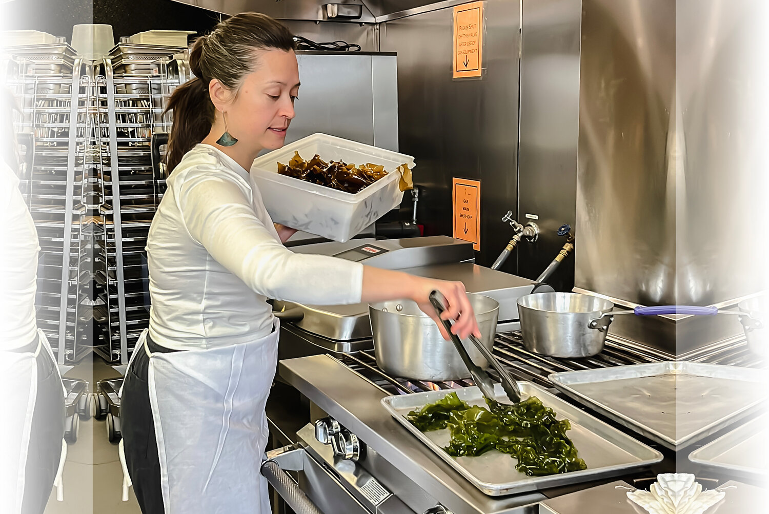 Sugar kelp training with visiting chef Tami Grooney from White Gate Farm